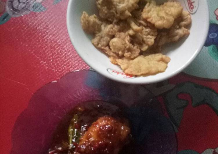 Ayam kecap, jamur crispy