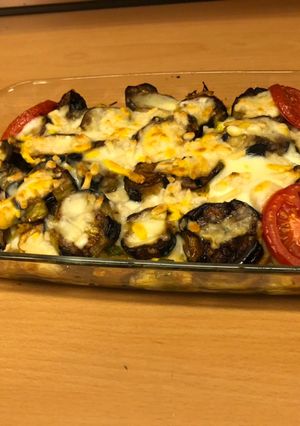 عکسی از دستور گراتن مرغ و بادمجان (به روش خودم😋)