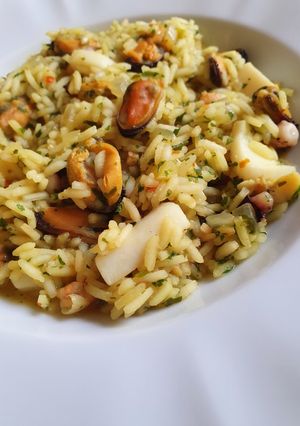 O poză a rețetei Orez cu fructe de mare.