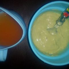 Sweet potatoes puree with apple juice A picture of Sweet potatoes puree with apple juice.