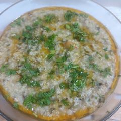 Proso millet with spinach green peas Dalia A picture of Proso millet with spinach green peas Dalia.