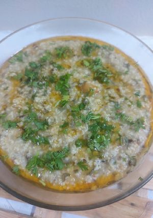 A picture of Proso millet with spinach green peas Dalia.