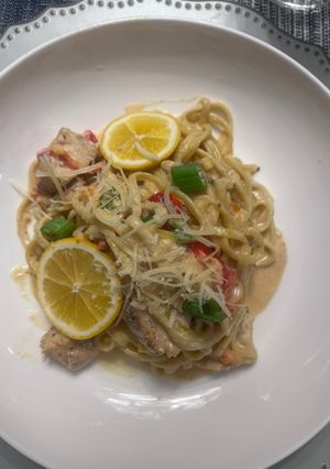 A picture of Sunshine Pasta - w lemon and Cajun Cream Sauce.