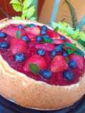 Cheesecake o pastel de queso con una compota de fresa 🍓