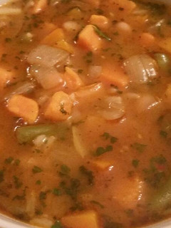 A picture of Sweet Potato & White Bean Soup.
