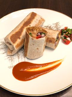 A picture of Jackfruit quinoa burritos.