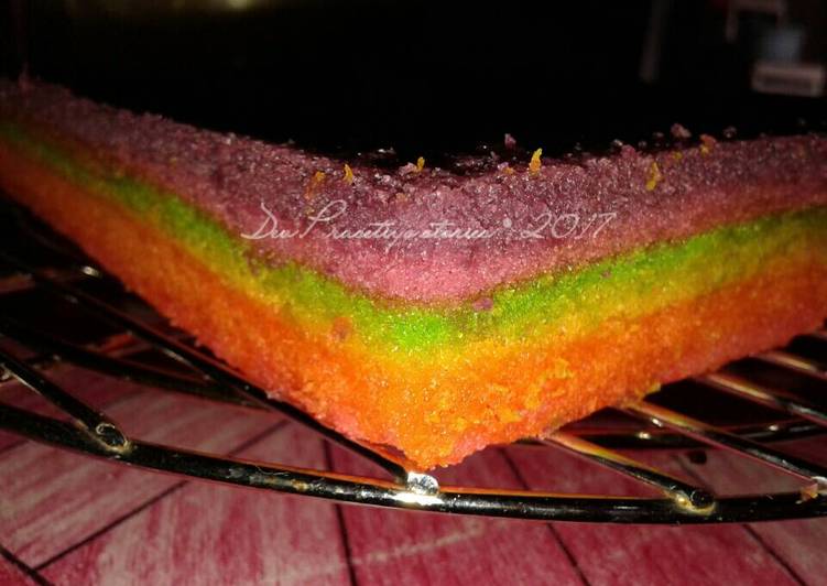 Steamed Rainbow Cake without Mixer