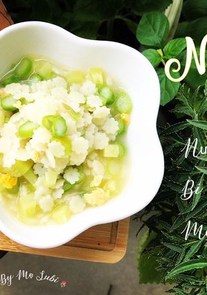 Hình của món Nui sao măng tây bí ngòi nước rau củ.