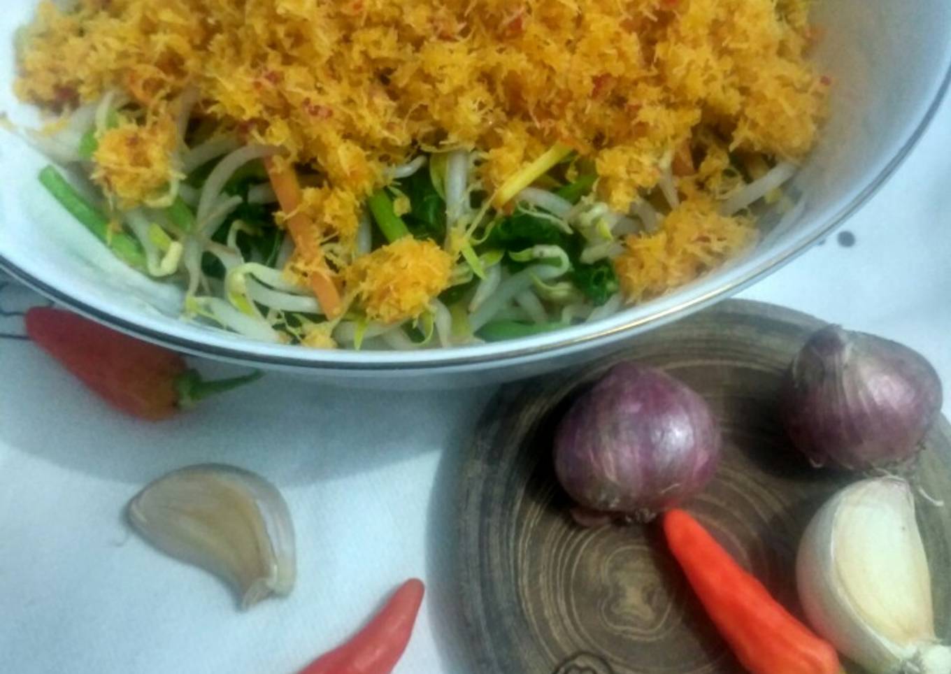 Urap bayam tauge bumbu ebi