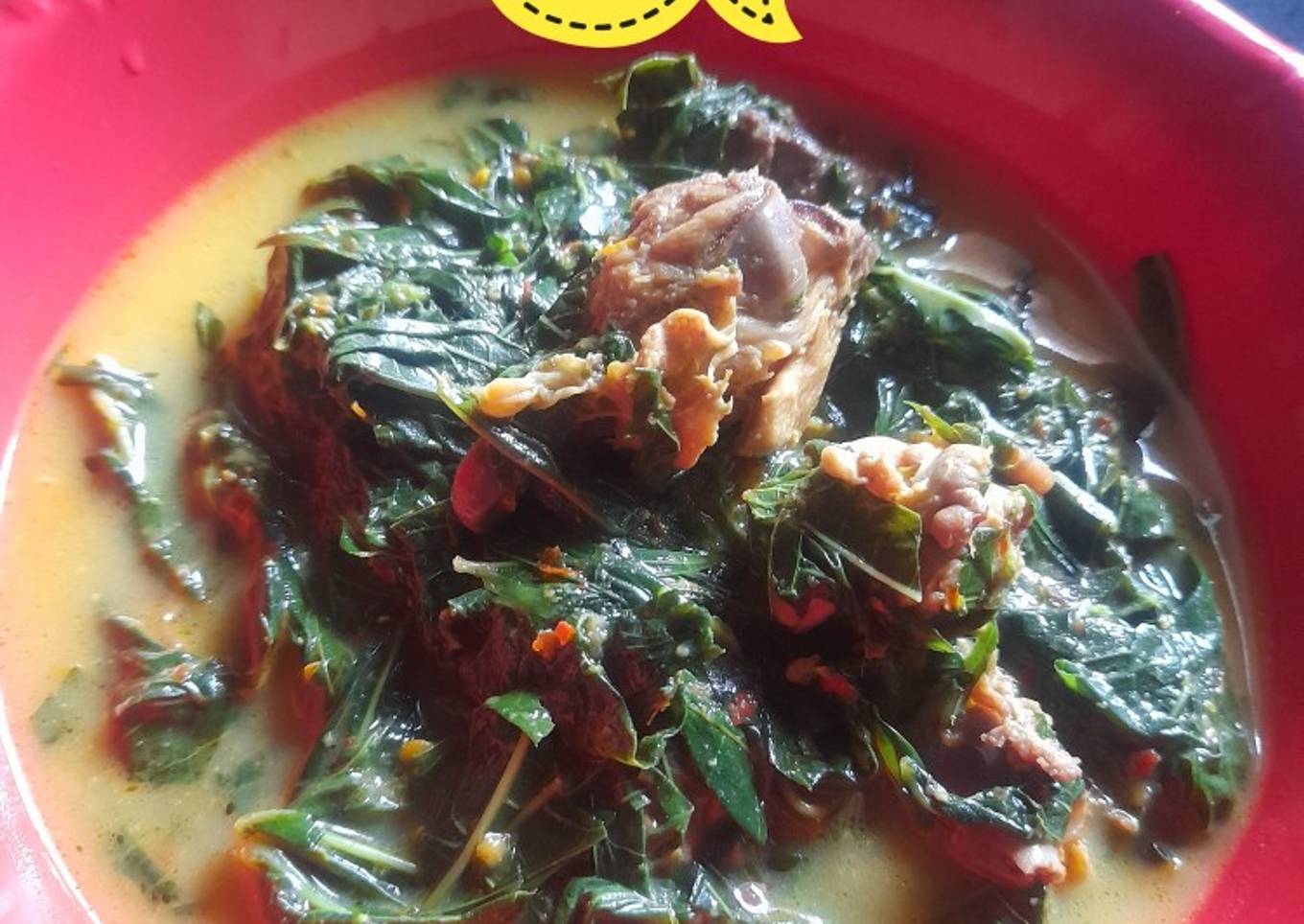 Sayur daun singkong tulangan ayam
