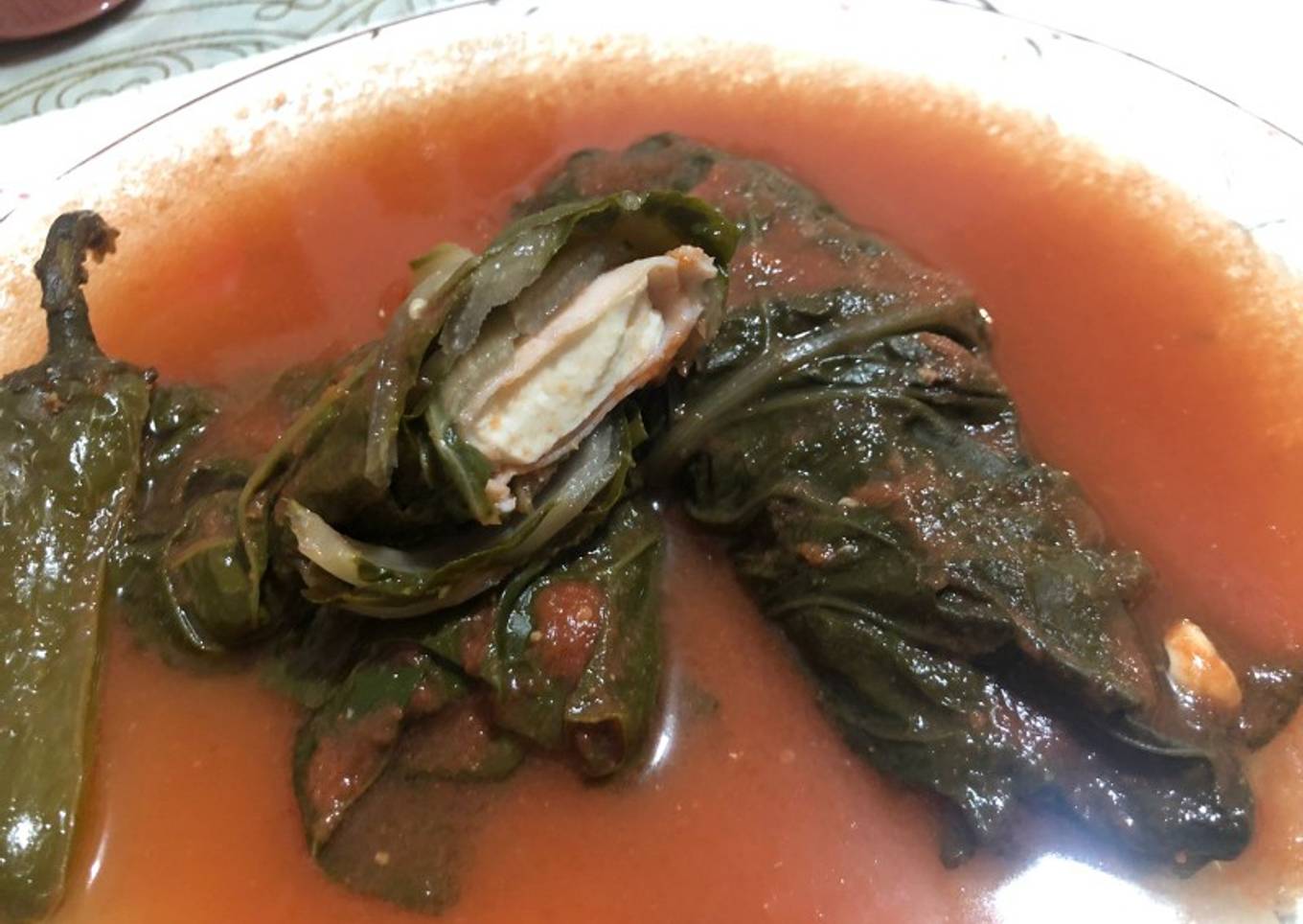 Rollitos de acelga con jamón y queso