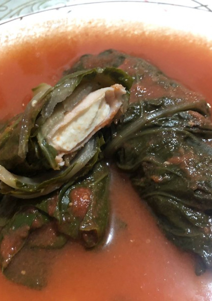 Una foto de Rollitos de acelga con jamón y queso