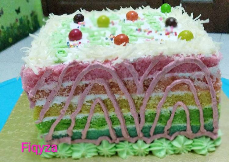 Cara Membuat Rainbow Cake Lembut Ny Liem Yang Enak