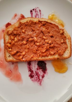 A picture of Spicy peanut-pecan butter. Super tasty and super easy to make!.
