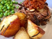 A picture of beef briskets and vegetable