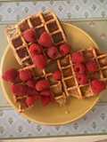 Waffles integrais com framboesas