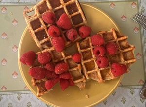 Foto de Waffles integrais com framboesas