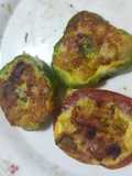 Pimientos y tomates rellenos de tortilla (de patata)