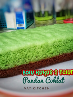Foto resep Bolu Kukus 2 Telur Pandan Coklat