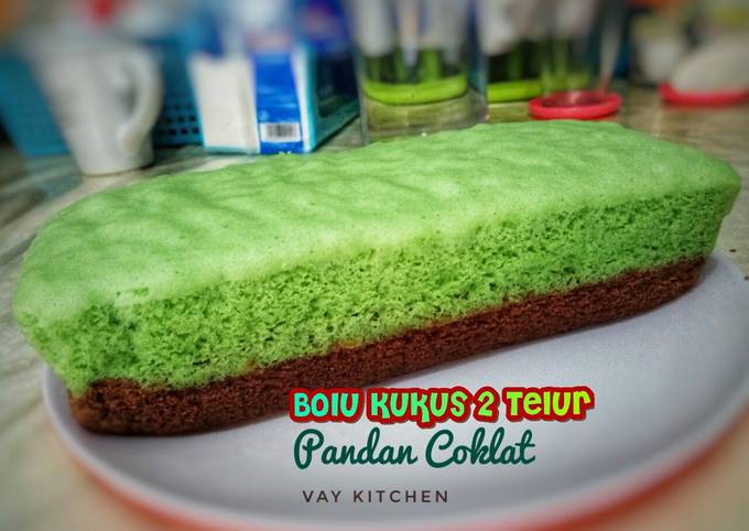 Resep Bolu Kukus 2 Telur Pandan Coklat Oleh Vay Kitchen Cookpad