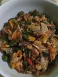 Tumis udang rawit leuncah