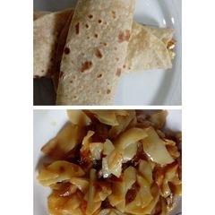 A picture of Aloo sabzi roti roll.