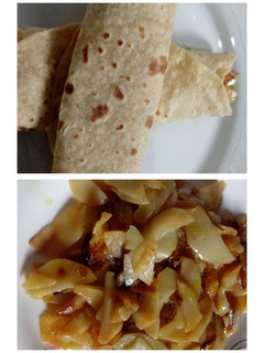 A picture of Aloo sabzi roti roll.