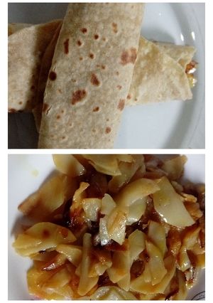 A picture of Aloo sabzi roti roll.
