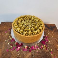 A picture of Rose-Pistachio Cheesecake.