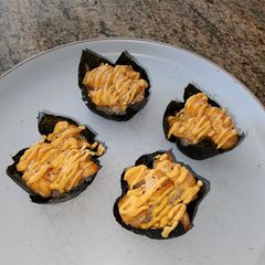 A picture of Salmon sushi cups.