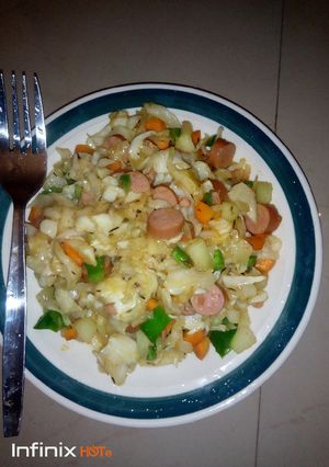 A picture of Hot spicy cabbage fried rice.