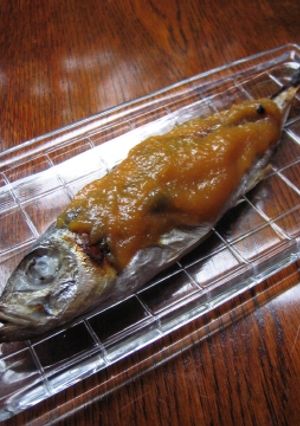 A picture of Grilled horse mackerel with sweet miso.