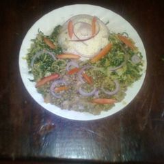 A picture of Pilaff rice with green grams.