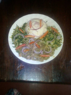 A picture of Pilaff rice with green grams.
