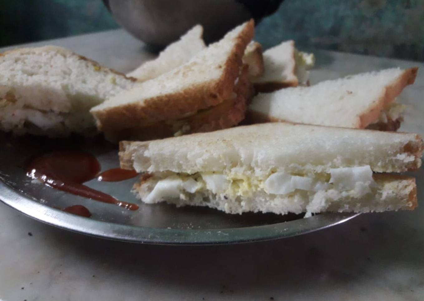 Boiled eggs and cheese sandwich