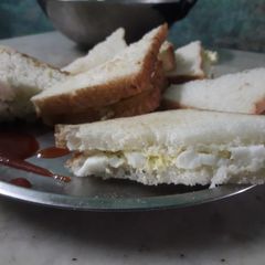 A picture of Boiled eggs and cheese sandwich.