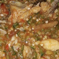 A picture of Fresh chicken okro soup.