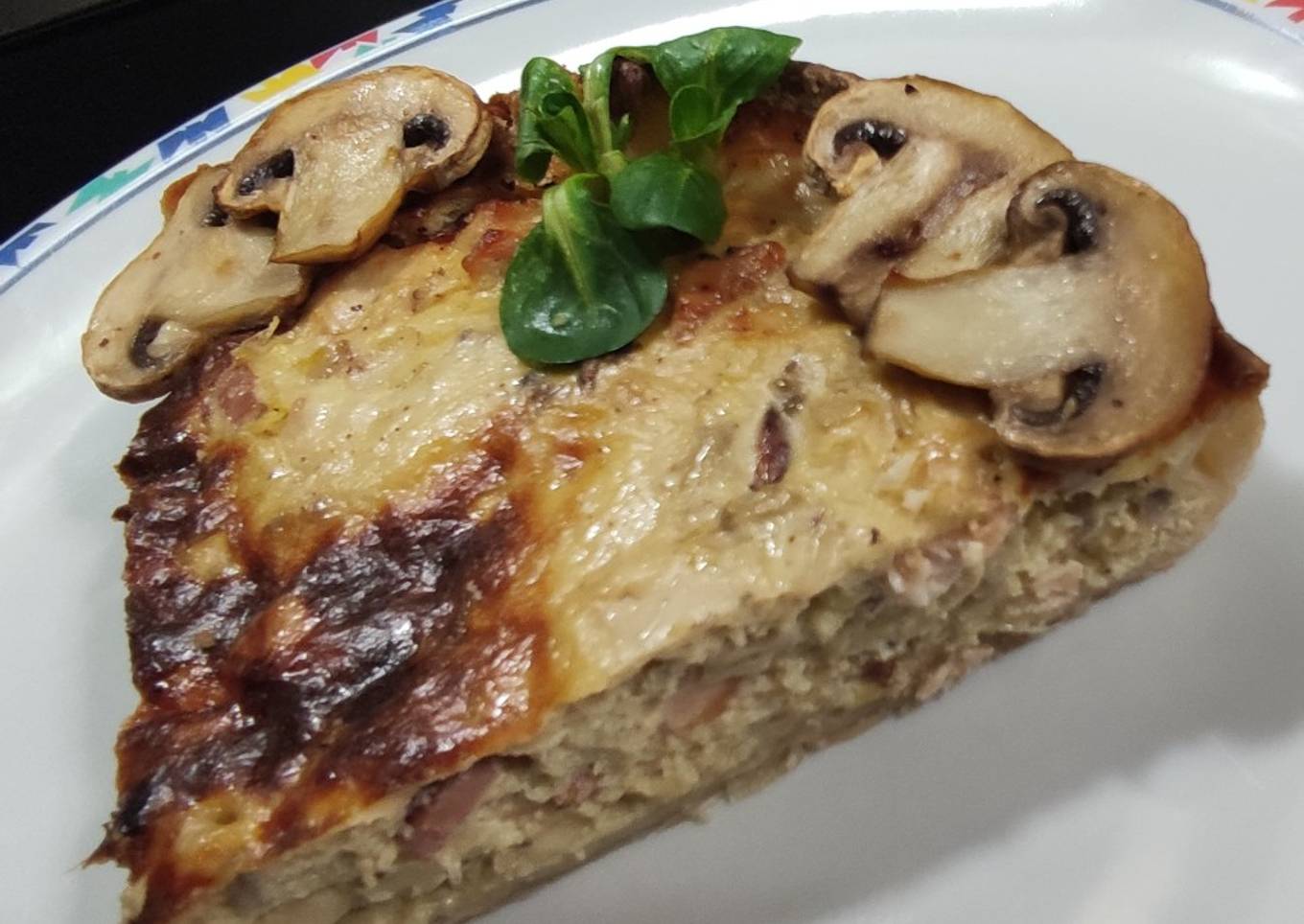 Quiche pollo, bacon y champiñones 🍗🥓🍄