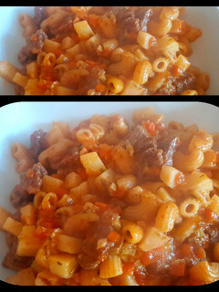 Una foto de Guiso simple de fideos, papa y carne