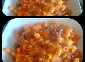 Una foto de Guiso simple de fideos, papa y carne