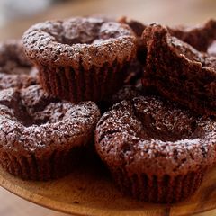 A picture of Mini Rich Chocolate Cakes | use 12 cup muffin pan.