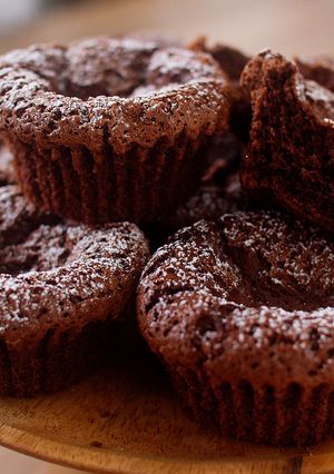 A picture of Mini Rich Chocolate Cakes | use 12 cup muffin pan.