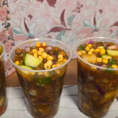 Kale channa chaat shots A picture of Kale channa chaat shots.