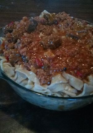 Una foto de Fideos caseros con tuco