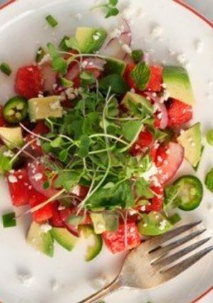 Hình của món Salad bơ dưa hấu.