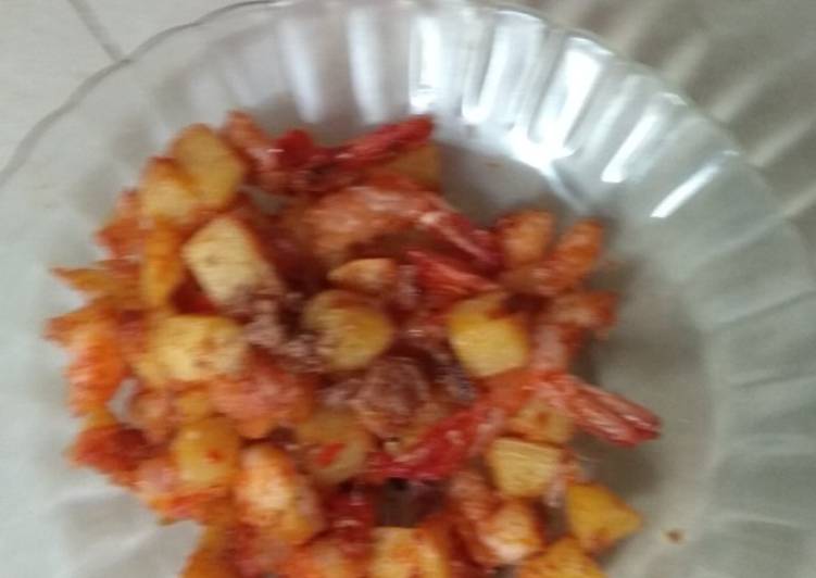 Udang Sambel Kentang (Ala Pengantin Baru)