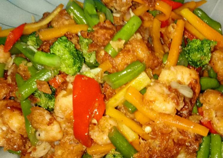 Bumbu Menyiapkan Capcay udang krispi saus tiram Lezat