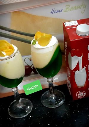 A picture of #Creamy Mango Vanilla Custard jelly.