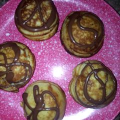 Chocolate stuffed mini pancake A picture of Chocolate stuffed mini pancake.