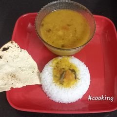 A picture of Maharashtrian Dal with Sambar Masala.